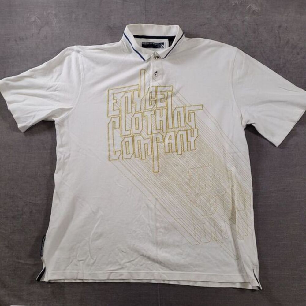 Enyce‎ Vintage Polo Shirt Men XXL White Short Sleeve Spell Out Hip Hop Y2K 90s